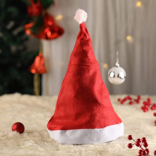 PoPo Toys 2 Pcs Santa Claus Hat for Youth | Christmas Caps for Boys & Girls, Santa Claus Cap, Santa Hat for Young Kids, Christmas Caps - Red Size Youth