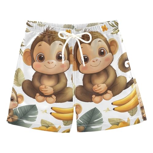 Wudan Cute Baby Monkey Toddler Swim Trucks Pockets Boys Toddler Surfing Shorts Kids Swimwears Teen's Presents 5T 5Y