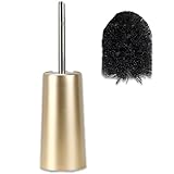 HIRAISM トイレブラシ おしゃれ ステンレス 高級 トイレ 便所 便器 掃除 清掃用具 収納ケース 付き (ゴールド, ナイロン)