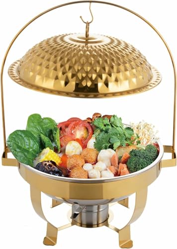 Chafing dish rond or et ensemble de buffet pour maintien au chaud élégant