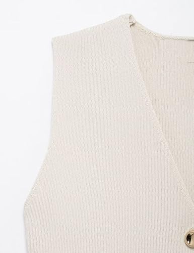 Women's 2025 V-Neck Sleeveless Knitted Sweater Vest Dressy Button Up Sweater Tank Tops Casual Outfits4