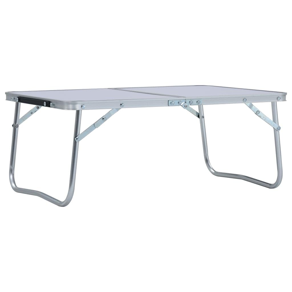 Artykuły sportowe - Rekreacja na świeżym powietrzu - kemping i piesze wycieczki - meble kempingowe składany stół kempingowy biały aluminium 60x40 cm