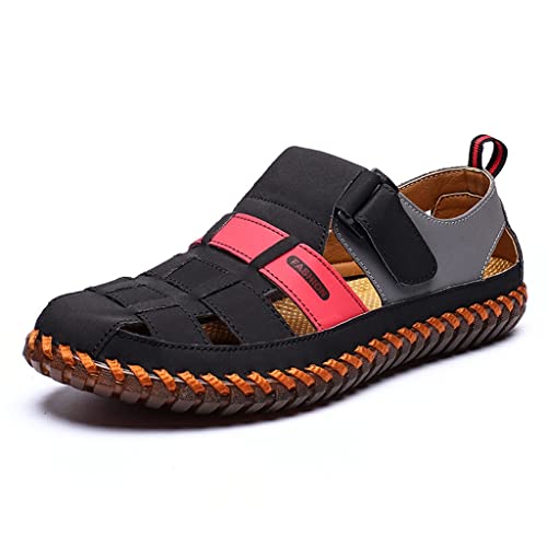 Big Size Sandals Breathable Light Handmade Hollow Out Leather Casual Shoes Fashion Trendy Soft Beach Sandals(10.5code)