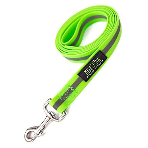 Mighty Paw Waterproof Dog Leash, Smell-Proof Active Dog Gear, Coated Nylon Webbing with Reflective Stripe. (Green, Standard)