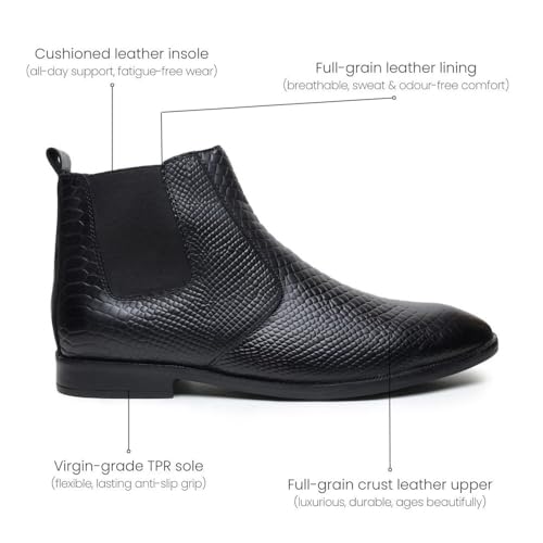 Image of HAYES LONDON Chelsea Boots For Man | Genuine Leather High-Top Slip-On Shoes | Comfortable Formal Shoes for Men | Stylish Office, Party & Casual Wear Fashion Boots