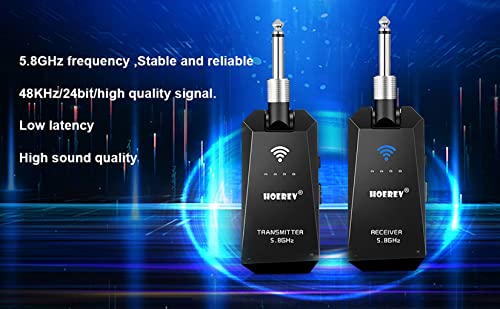 Hoerev 5.8Ghz Electric Guitar Accessories Wireless Guitar Bass Stand Transmitter Receiver System 4 Channels For Electric Bass Cordless Amplifier Guitar Cable Jack With Rechargeable Lithium Battery #TOP1