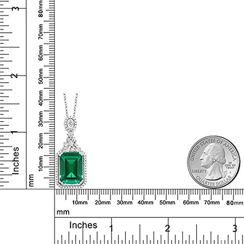 Gem Stone King US_JWE_B07CYSRQHN 925 Sterling Silver Green Simulated Emerald Pendant Necklace thumb #3