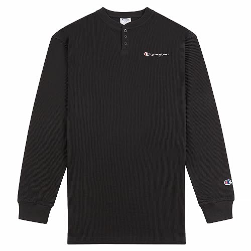 Champion Thermal Heavyweight Long Sleeve Henley Shirts for Men Big and Tall Black
