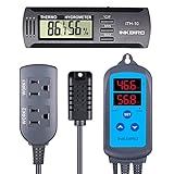 INKBIRD Humidity Controller Combo, with ITH-10 Mini Digital Thermometer and Hygrometer for Guitar Ukulele Mason Jar, IHC-200 Pre Wired Outlet Dual Stage Humidistat for Mushroom Greenhouse Reptiles