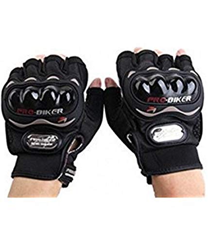 Probiker Half Finger Motorcycle Riding Gloves (Black, Large)