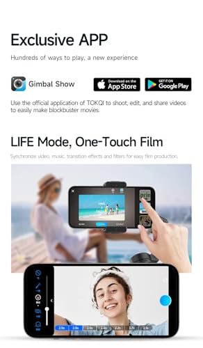 Image of TOK QI M02 3-Axis Handheld Gimbal Stabilizer Cell Phone Selfie Tripod with Detachable Remote for iPhone Android Smartphone, Black (M02)