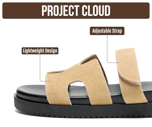Image of Project Cloud 100% Genuine Leather Sandals for Women Footwear - Stylish Womens Sandals with Plush & Soft Insole - Non-Slip and Water-Resistant Beach Sandals Slides for Women (Mayvy)