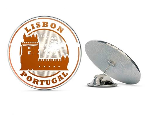 Lisbon Portugal Round Metal 0.75" Lapel Pin Hat Shirt Pin Tie Tack Pinback2