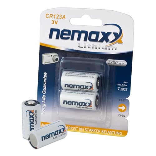 1 blíster (2 unidades) Nemaxx 3 V Photo Lithium Battery CR123A Photobatterie con 1700mAh Fotobatterie Photobatterie
