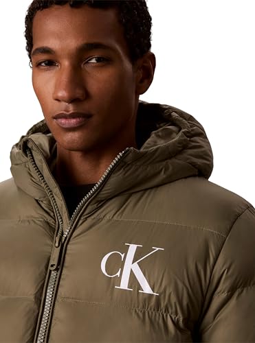 Calvin Klein Herren Ls Ltwt Nylon Padded Hooded Puff Lv04rg513g Jacken (1 Stück), Beige (Dusty Olive), XXL – Ansicht 3