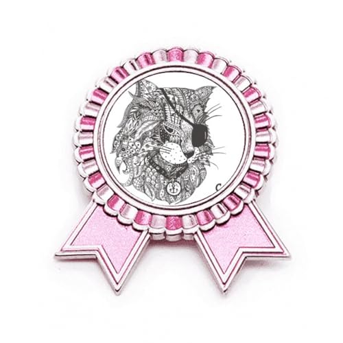 Broche chat peinture humaine art déco, cadeau idéal métal rose
