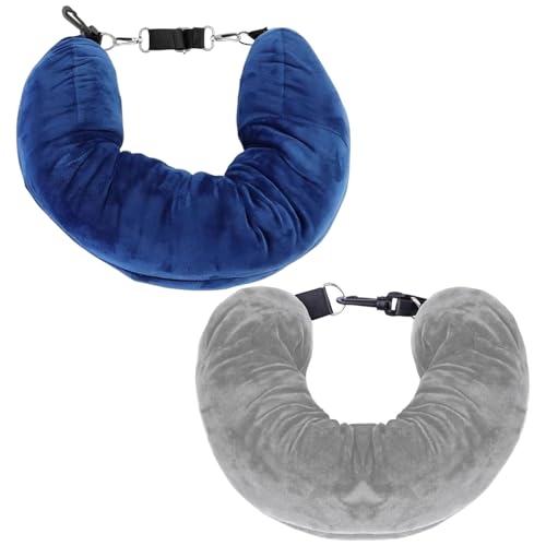ATBUSS 2 Fundas De Almohada Rellenas En Forma De U, Almohadas para Dormir De Viaje, Almohadas De Equipaje De Felpa, Almohadas Ajustables para El Cuello, Suministros De Viaje.