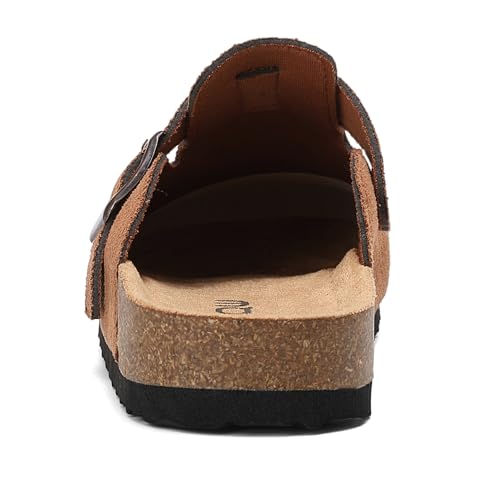 EQW Kids Suede Clogs for Boys & Girls - Soft Cork Footbed, Arch Support & Adjustable Buckle Slip-On Sandals for Indoor Outdoor Toddlers to Big Kids (3-12 Years) Brown by EQW - Image 5