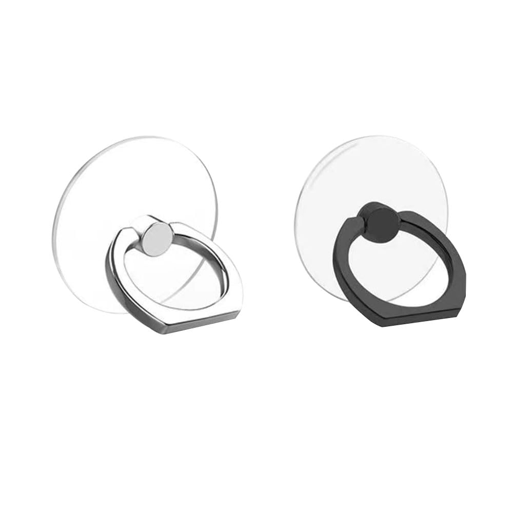 Transparent Cell Phone Ring Holder, 2Pcs Clear Phone Ring Stand, Clear Cell Phone Ring Grip Kickstand, Universal Ring Buckle Grip Stand, Round, for Various Mobile Phones