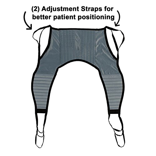 Patient Aid Padded U-Sling Without Head Support, Universal Patient Lift Sling, Size Medium, 600lb Capacity