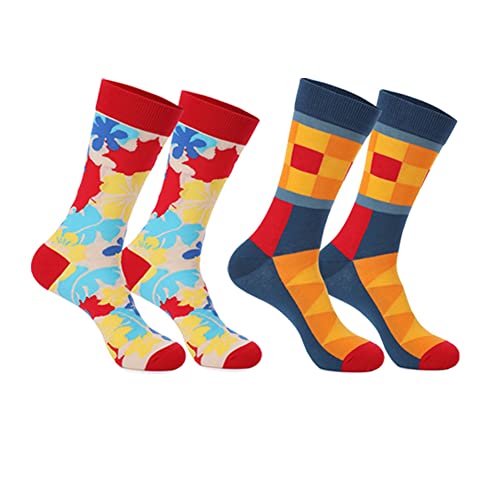 Image of HHX YONLEE Dress Socks 5 /6 /10 Pairs Crew Argyle Colorful Cotton Novelty Casual Happy Fun