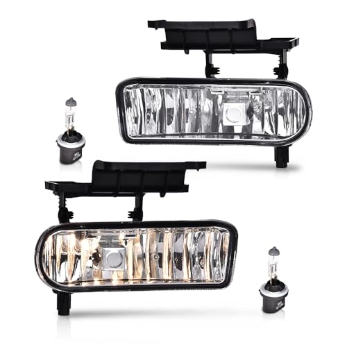 CNNELL Fog Lights Assembly Compatible with 1999-2002 Chevy Silverado 1500 2500, 2001-2002 Chevy Silverado 3500, 2000-2006 Chevy Suburban/Tahoe, Clear lens