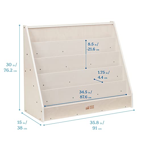 ECR4Kids Single-Sided Book Display, Classroom Bookshelf, White Wash - Thumbnail 3