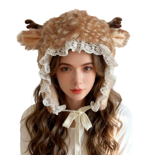 Gorro De Animal De Peluche | Accesorios de Cosplay con Estampado de Astas - Gorro para Fiestas de Disfraces - para Uso Diario Invierno Cumpleaños Fiestas Detalles de Fiesta Cosplay Escenario Accesorio