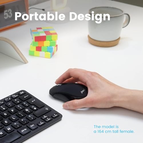 Image of Perixx PERIMICE-802B Wireless Bluetooth Mouse - Portable Design for Windows, iOS, and Android Tablet - Black Rubber Black