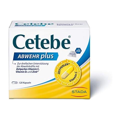 Cetebe Abwehr plus - Nahrungsergänzungsmittel zur dreifachen Unterstützung der Abwehrkräfte mit ZEITPERLEN - Vitamin C, Vitamin D und Zink - 1 x 120 Kapseln Cover