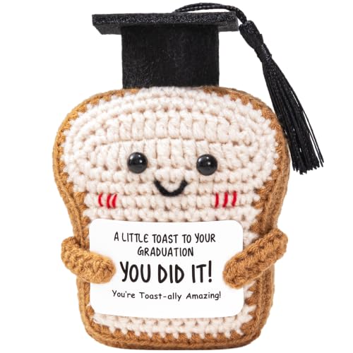 Crisky Handmade Funny Graduation Gifts, Positive Crochet Toast with Little Graduation Card and Grad...