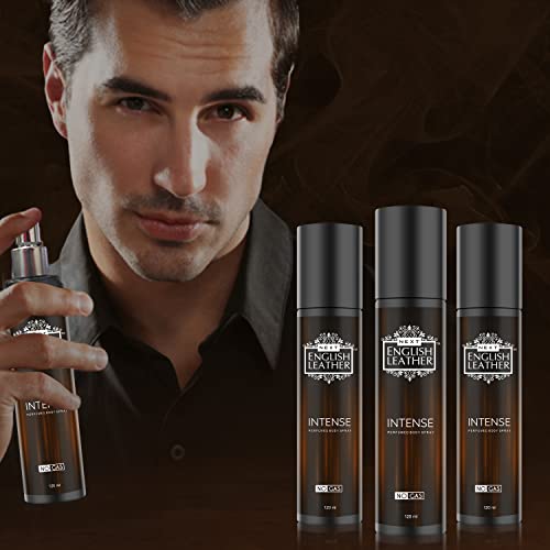 Image of Next Care English Leather Intense No Gas Deodorant Body Spray for Men & Women | Woody Oud Fragrance | Long Lasting Perfume Spray | Travel Friendly Daily Use Deo | Pack of 3 (120 ml Each)