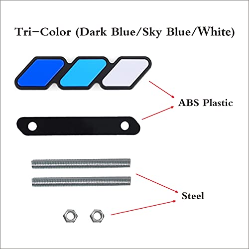 Image of Tri-Color Grille Badge Emblem Decoration Accessories Car Truck Label Compatible for Tacoma 4Runner Tundra Sequoia Rav4 Highlander (Dark Blue /Sky Blue /White)