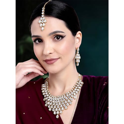 Image of Peora Ethnic Traditional Kundan Bridal Jewellery Set Gift for Women