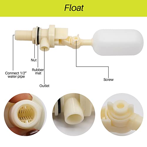 Junniu Automatic Livestock Waterer Water Bowl Trough Kits For Goat Horse Dog Pig Cattle Farm Supplies, With 2Pcs Float Valve, Brass Connector, Stainless Steel Cover, Hole At The Bottom, Green #TOP4