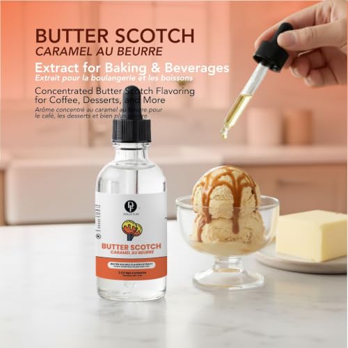 Image of Dolce Flav Natural Butterscotch Extract | 2 oz | Baking Flavor Concentrate for Coffee, Blondies & Puddings - Highly Concentrated, Included Measured Pipet