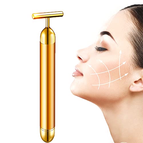 Energy Beauty Bar 24k Masajeador Facial Eléctrico - Masajeador Vibrador Facial para Frente, Cuello, Mejillas, Ojeras (oro)