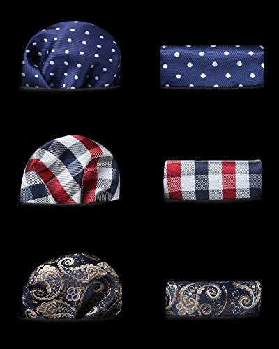 Image of HISDERN Mens Ties and Pocket Square Set Business Elegant Ties for Men Classic Lot 3 Pcs Wedding Party Neckties & Handkerchief