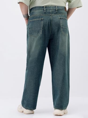 Image of Urbano Plus Men's Loose Baggy Fit Heavy Washed Jeans Non-Stretchable