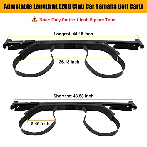 Leapgomax No Drilling Golf Cart Bag Holder Bracket Attachment Bar Rack For Rear Seat Of Ezgo Txt Rxv/Club Car Ds Precedent Tempo Onward/Yamaha G2-G29(Fit 1 Inch Square Fame Only) #TOP1