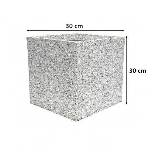 Image of Harshdeep Flower Pots for Graden - Quebec Square - Indoor Outdoor Home Office Decor Highly Durable, Lightweight 12 Inch UV Resistant Planter Stone Finish (White Stone, Medium)
