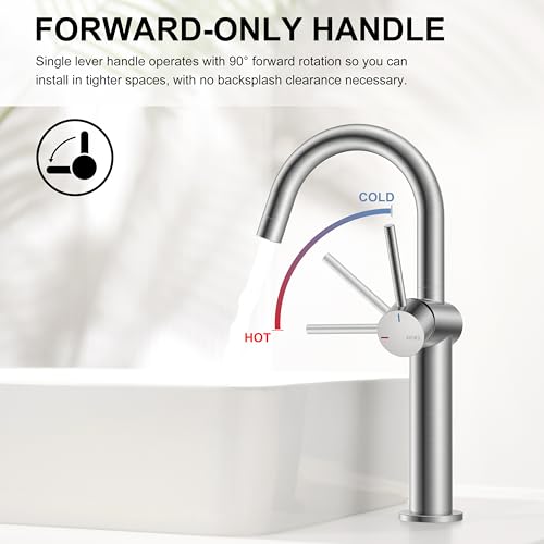 KENES Brushed Nickel Vessel Sink Faucet Single Handle, Tall Bathroom Faucet by KENES - Used condition - Image 4