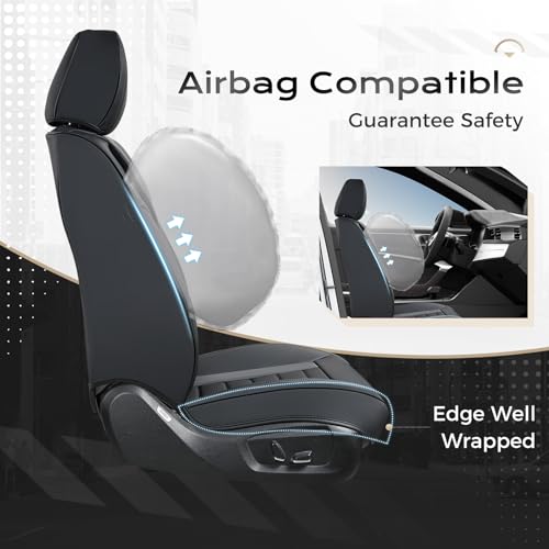 Image of Coverado Car Seat Covers, Front Covers for Cars, Car Seat Cover Front Seats, Automotive Seat Cover, Waterproof, Leather Car Seat Cushion, Universal Interior Covers Seat Protectors for Most Cars