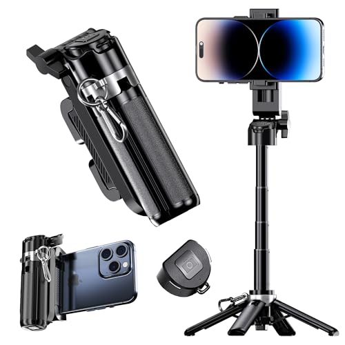 Image of Mini Selfie Stick Tripod Stand for iPhone ，6-Section Adjustable Height Extension (12-42cm)，10 Meter Remote One Click Control ，Suitable for Travel /Live Streaming /Outdoor Multiple Scenes