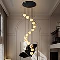 YIOSI Black Alabaster Chandelier,14-Lights Staircase Chandelier for Living Room, Modern Marble Pendant Light for Hight Ceiling Foyer Entry