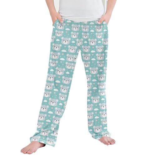 Cute Koala Long Pajama Pants Elastic Waist PJ Bottoms with Pockets S A113465