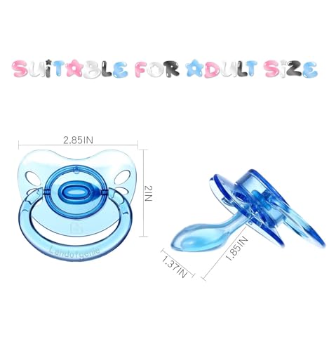 Image of Landofgenie Large Shield Adult Size Pacifiers Butterfly Shape Transparent Design Pacifier Blue