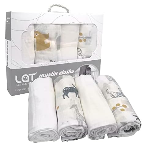 LAT 4 pcs Mantas Bebé de Muselina de Algodón con Diseño Bosque Cover
