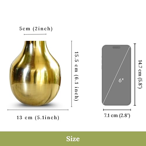 Image of BEHOMA Metal Flower Vase Set of 2, Golden | Metal flower vase in Golden - for fresh or artificial flower displays for living room - great wedding gift (Set of 2)