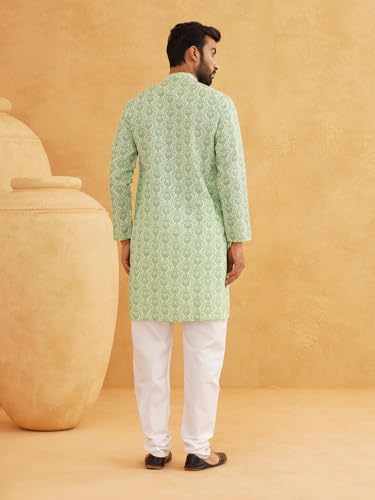 Image of SOJANYA Men's Cotton Blend Kurta with Ethnic Motifs Print